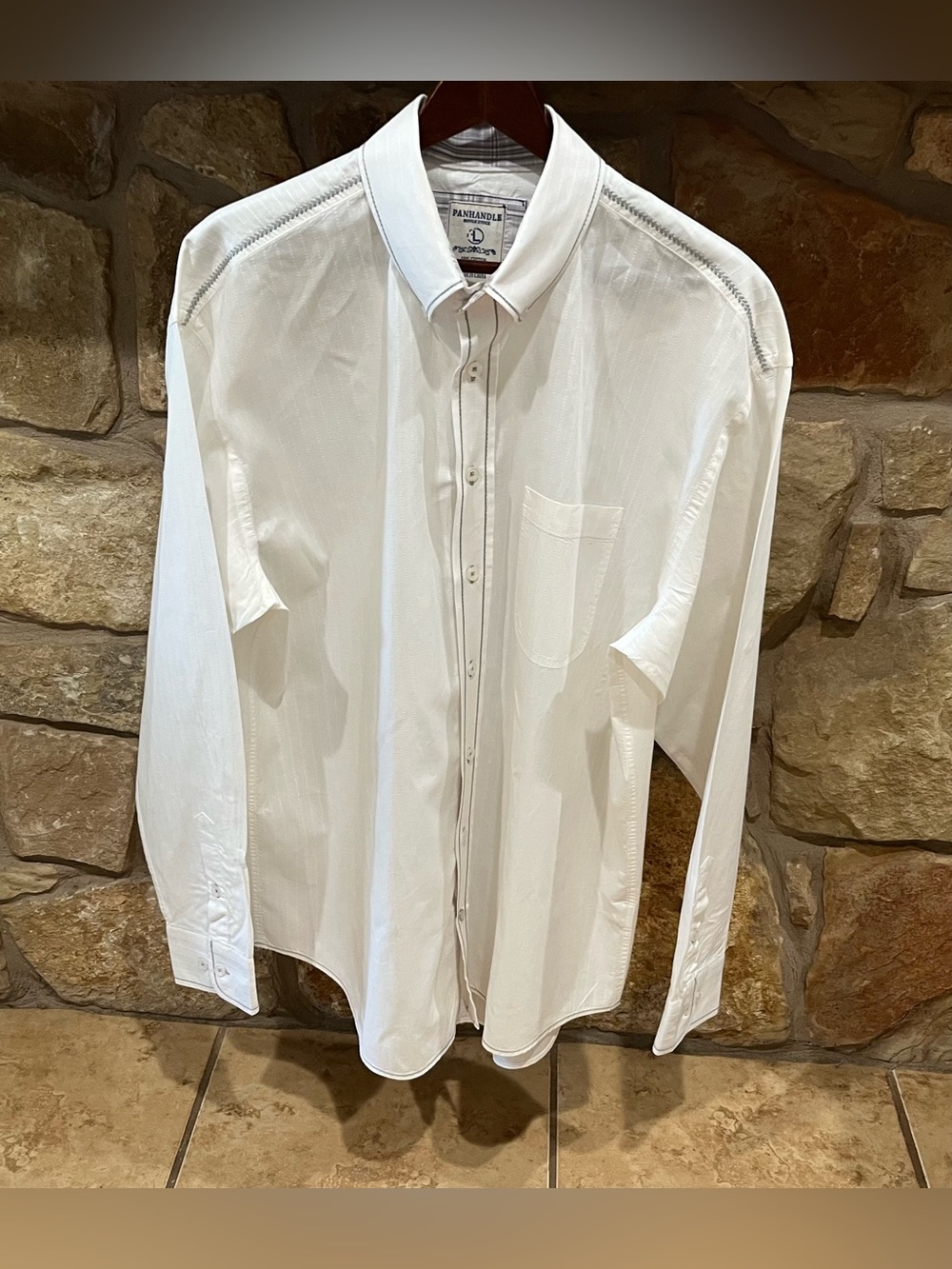 Panhandle Slim Rough Stock Flip Cuff Western Shirt Men’s Large Gray Threading